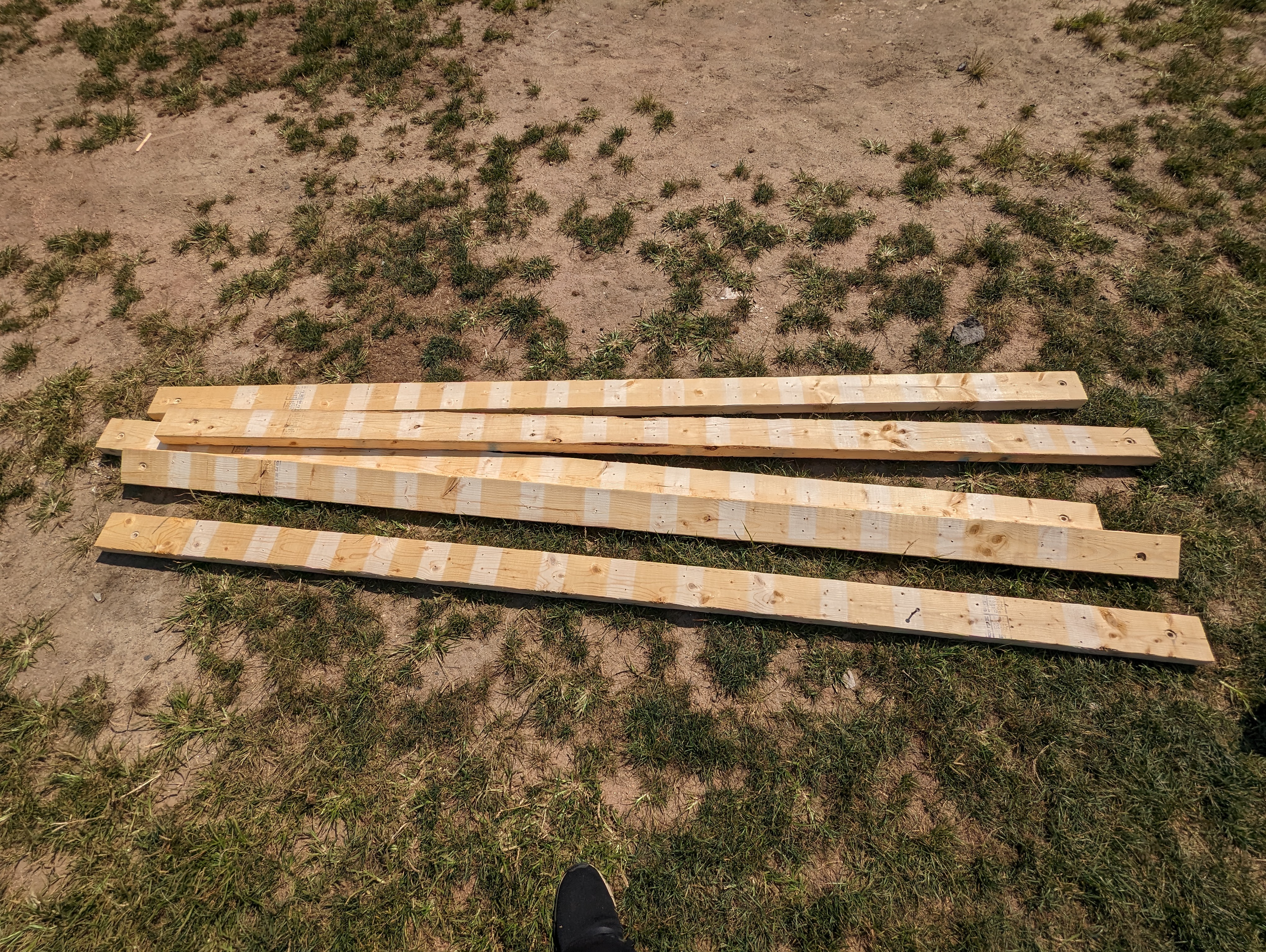 A few 2x4s with stripes running across.