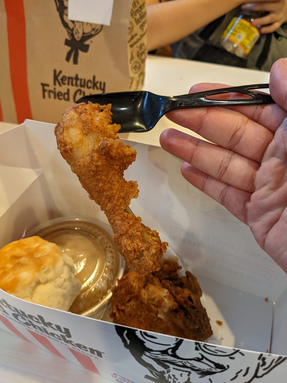 A highlight of the KFC drumstick.