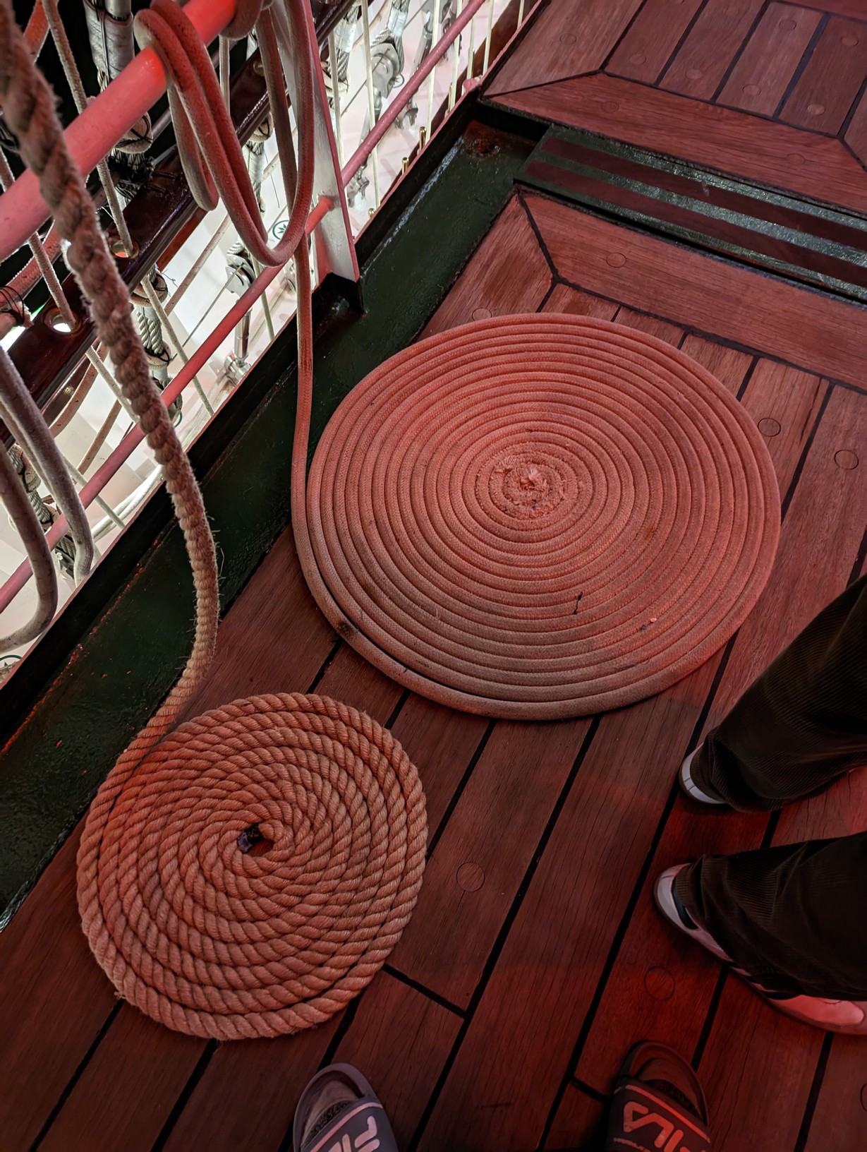 Two flat coils of rope.